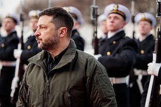 Ukrainos prezidentas Zelenskis atvyko į prezidentūrą