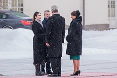 King Frederik X and Queen Mary of Denmark greeted by Lithuanian President Gitanas Nausėda and First Lady Diana Nausėdienė