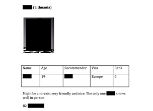 A profile of a Lithuanian girl in the released Epstein files