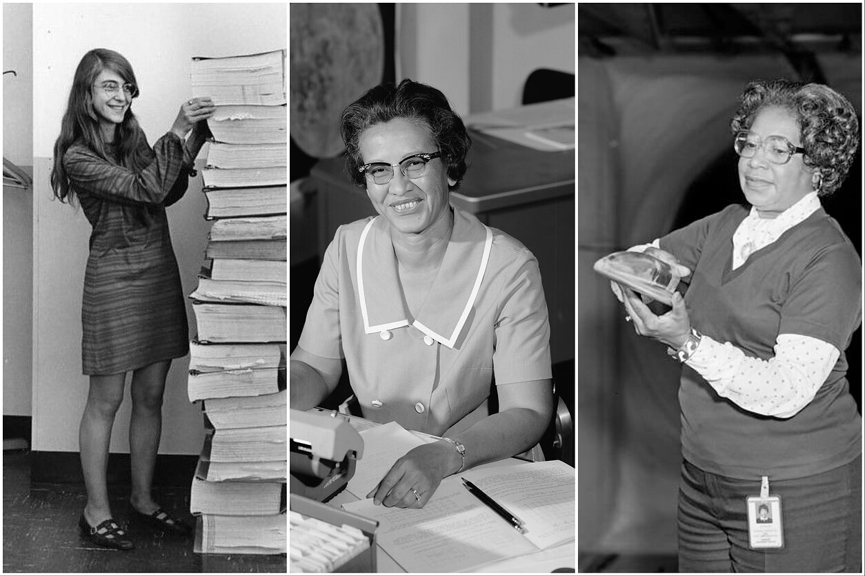 Matematikės Margaret Hamilton, Katherine Johnson, Mary W. Jackson