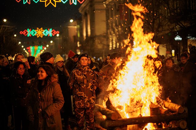 В центре Вильнюса зажглись костры свободы 16 февраля