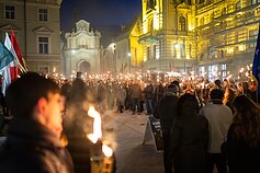 Keli šimtai žmonių Vilniuje dalyvavo eisenoje su deglais Keli šimtai žmonių Vilniuje dalyvavo eisenoje su deglais