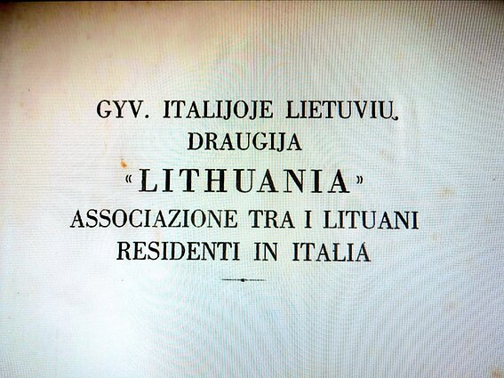 Iš draugijos „Lithuania“ (1926) dokumentų 