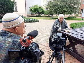 Filmavimo momentas, Vytautas V. Landsbergis ir Veronika Povilionienė Filmavimo momentas, Vytautas V. Landsbergis ir Veronika Povilionienė