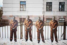 Vilniuje surengta ketvirtoji „Put in Jail“ akcija, skirta karo Ukrainoje metinėms paminėti 