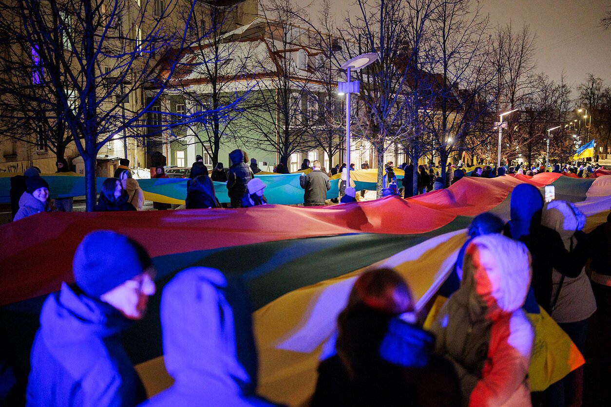 Minint Rusijos karo prieš Ukrainą metines – pilietinės visuomenės eitynės Vilniuje