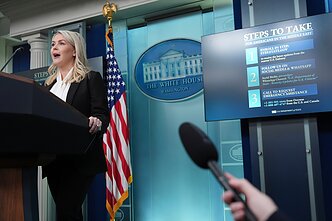 Baltųjų rūmų spaudos sekretorė Karoline Leavitt