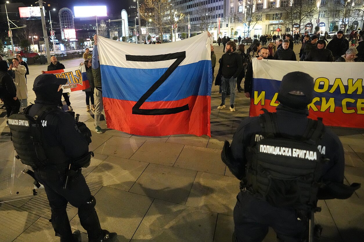 Belgradas per 5-ąsias Rusijos karo Ukrainoje metines Belgradas per 5-ąsias Rusijos karo Ukrainoje metines