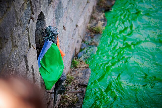 Šv. Patriko dienos proga Užupis nusidažė žaliai