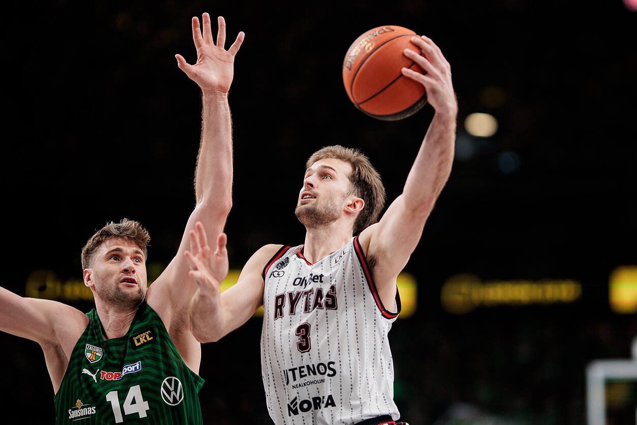 Augustas Marčiulionis ir Dustinas Sleva, LKL rungtynės: Kauno „Žalgiris“ – Vilniaus „Rytas“ Augustas Marčiulionis ir Dustinas Sleva, LKL rungtynės: Kauno „Žalgiris“ – Vilniaus „Rytas“