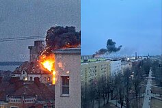 Rusijos Ust Lugos uoste po dronų atakos kilo gaisras Rusijos Ust Lugos uoste po dronų atakos kilo gaisras