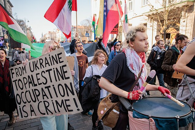 People in Vilnius protest against US, Israel strikes in Middle East People in Vilnius protest against US, Israel strikes in Middle East