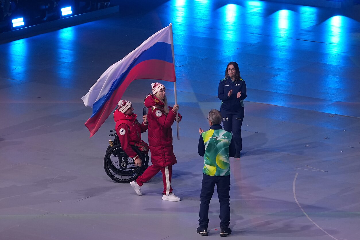 Russian athletes at the closing ceremony of the 2026 Winter Paralympics Russian athletes at the closing ceremony of the 2026 Winter Paralympics