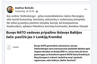 A. Bačiulio įrašas soc. tinkle 