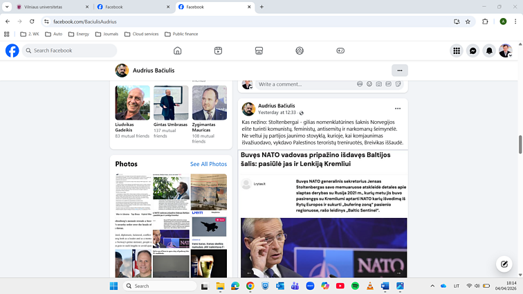 Įrašai socialiniame tinkle 