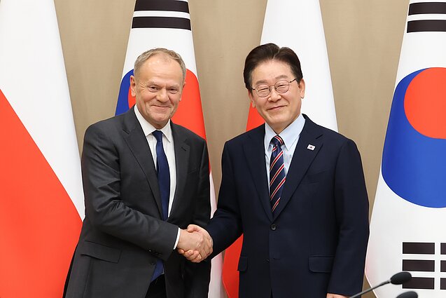 Premier Polski Donald Tusk i Prezydent Korei Południowej Lee Jae Myung