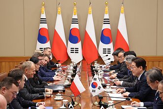 Premier Polski Donald Tusk i Prezydent Korei Południowej Lee Jae Myung