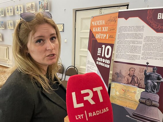 Poltavos mūšio istorijos muziejaus direktorė Jevhenija Ščerbina džiaugiasi Kremliaus mitus demaskuojančia ekspozicija 