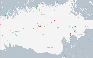 Laivai Suomijos įlankoje 2026 m. kovo 25 d., trečiadienį, po pietų