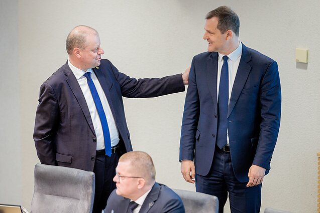Seimo posėdis. Saulius Skvernelis ir Gintautas Paluckas