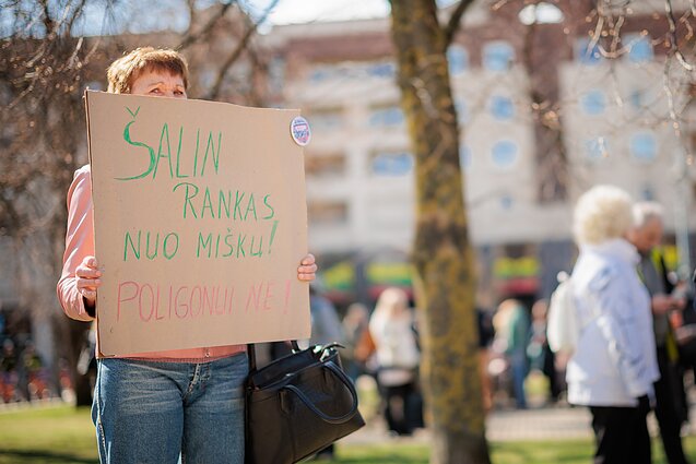 Nepriklausomybės aikštėje – protestas dėl Kapčiamiesčio girios išsaugojimo