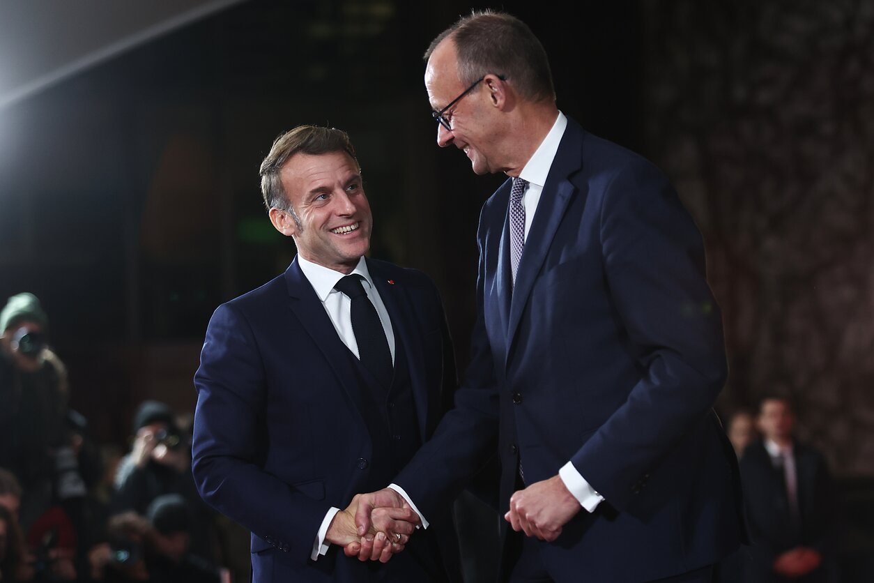 Emmanuelis Macronas ir Friedrichas Merzas Emmanuelis Macronas ir Friedrichas Merzas