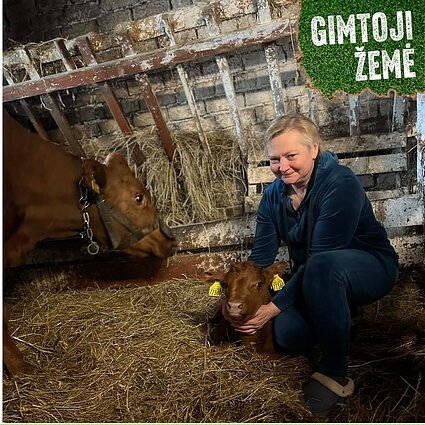R. Sinevičienė ir jos karvutė.