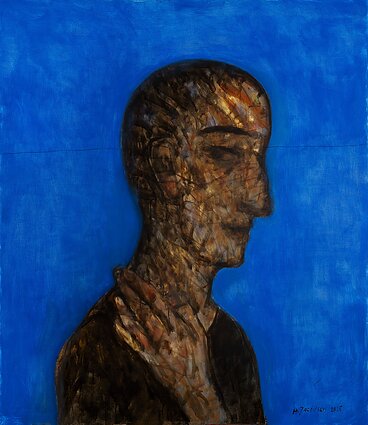 Adomas Jacovskis. „Profilis mėlyname fone“. 2025