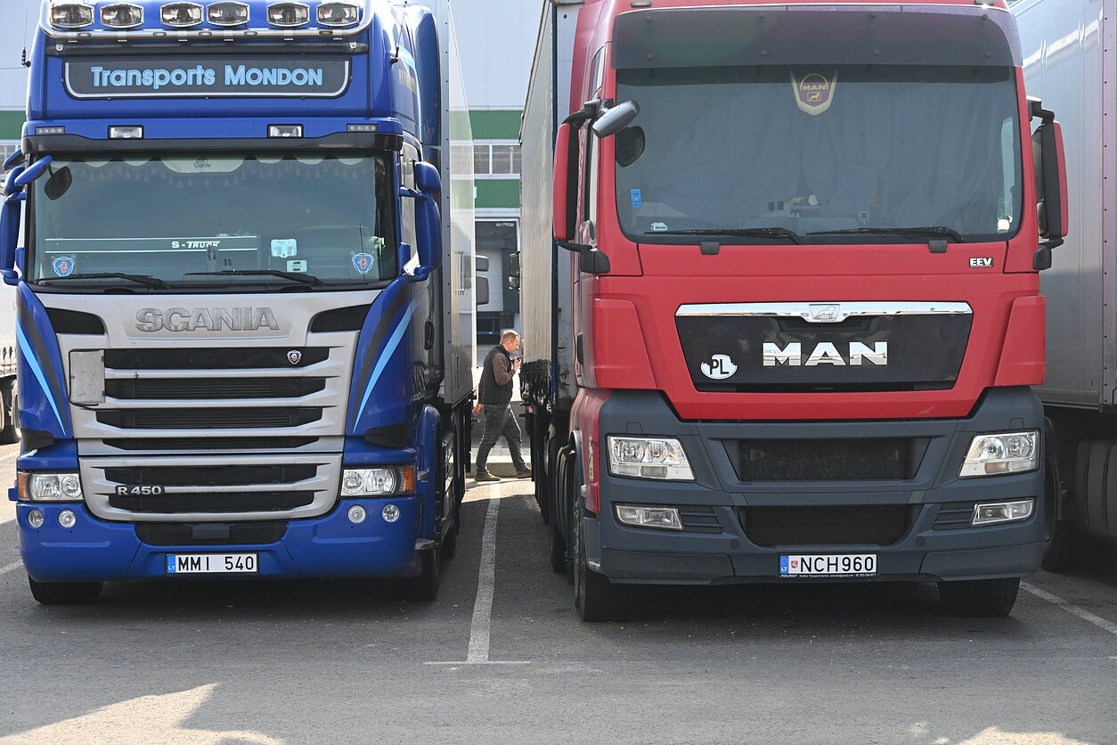 Lithuanian trucks at the Lithuania-Belarus border Lithuanian trucks at the Lithuania-Belarus border