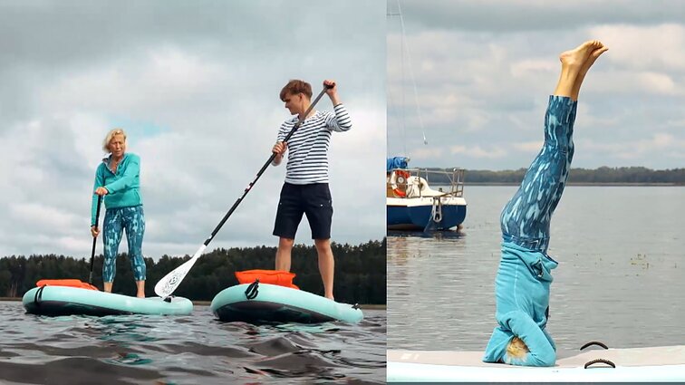 Palūšėje jogą ant vandens vedanti Audra Avižaitė: vanduo ramina ir gydo