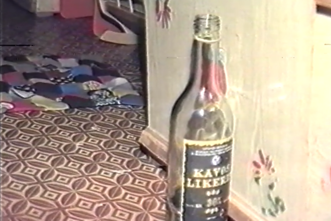 A bottle of alcohol inside a nursery.