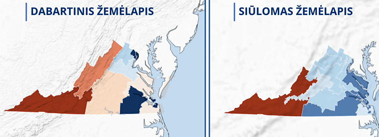Virdžiniją demokratai paskelbė referendumą. Siūlymas: perbraižyti valstijos rinkimų apygardų ribas taip, kad Kongreso rinkimuose daugiau vietų laimėtų demokratai