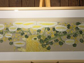 Jurbarke, Vinco Grybo memorialiniame muziejuje, eksponuojama dailininkės Albinos Žiupsnytės paroda „Rojaus sodai”