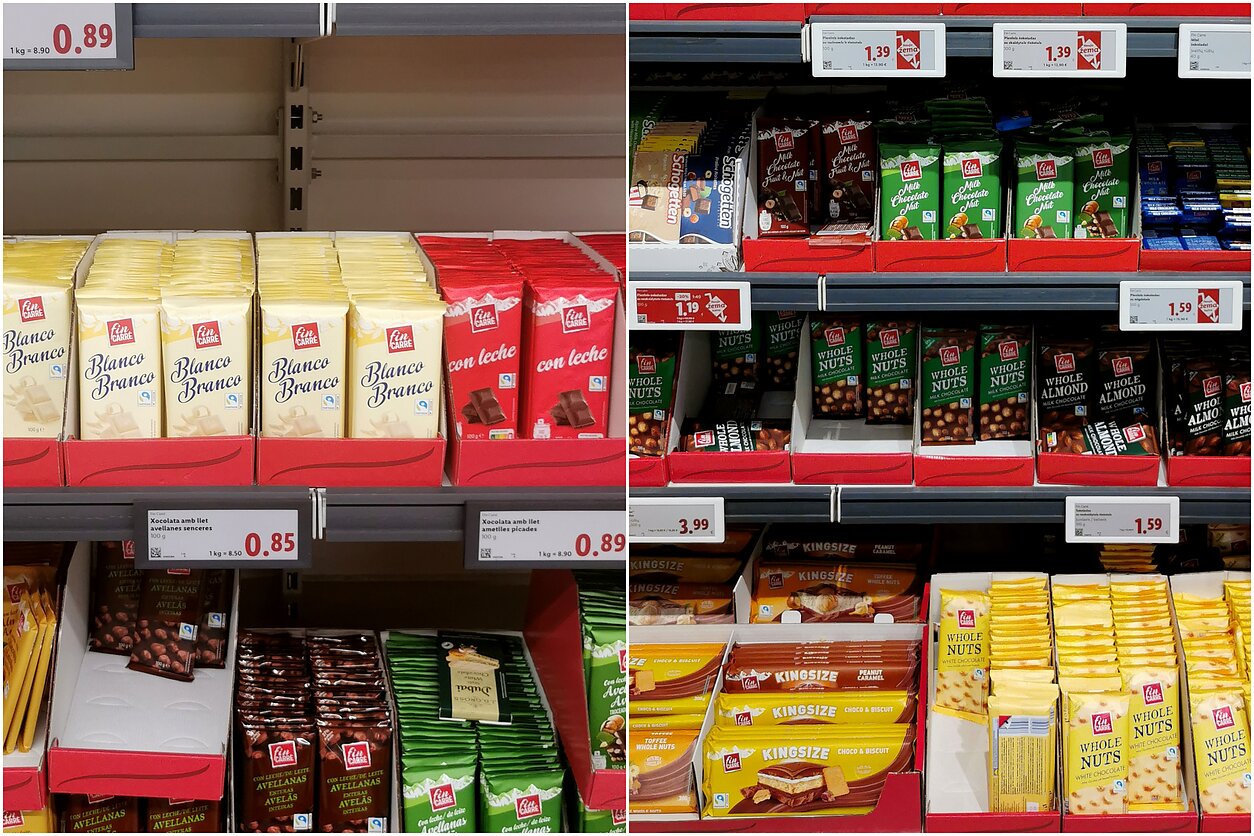 Šokolado kaina Ispanijoje ir Lietuvoje 