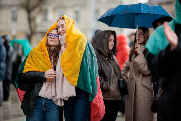 Hands Off Free Speech protest at Cathedral Square in Vilnius.