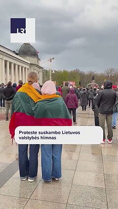 Proteste „Šalin rankas nuo laisvo žodžio!” suskambo Lietuvos valstybės himnas