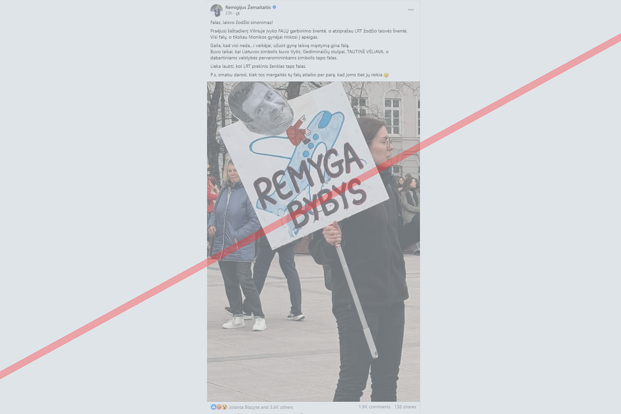 R. Žemaitaitis pasidalijo suklastota nuotrauka iš protesto