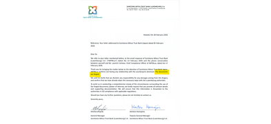 Japonijos banko Liuksemburgo filialo patikinimas, kad finansinės garantijos yra klastotės