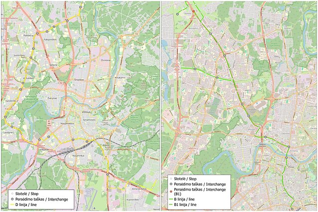 Preliminarūs maršrutai