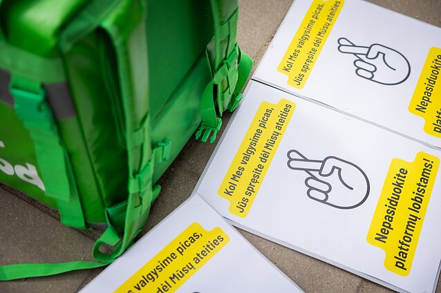 Lietuvos platformų darbuotojų profesinės sąjungos organizuojama akcija