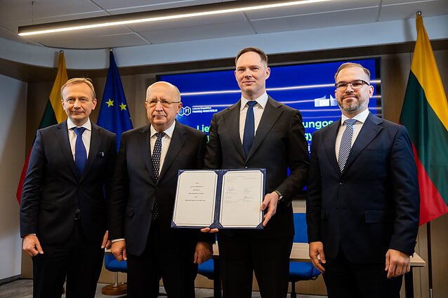 Finansų ministerijoje sutarties dėl 6,375 mlrd. eurų gynybai per SAFE programą pasirašymas