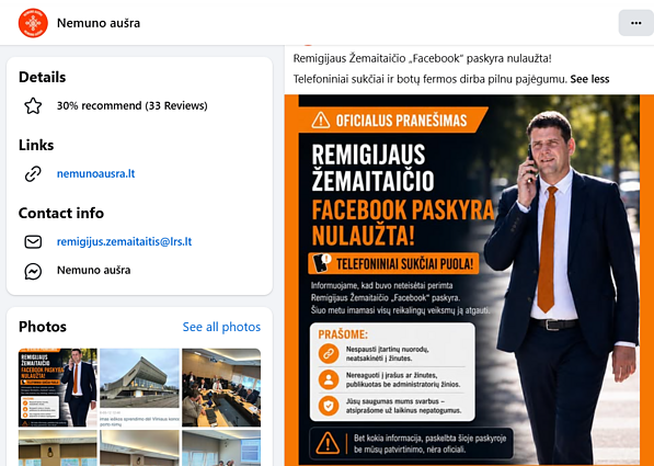 „Nemuno aušros“ įrašas socialiniame tinkle