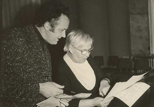 Aktorius Algimantas Bružas ir režisierė Kazimiera Kymantaitė. 1972 m. 