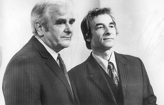 Vytautas Vaclovas Dumšaitis ir Ferdinandas Jakštys. 1982 m. 