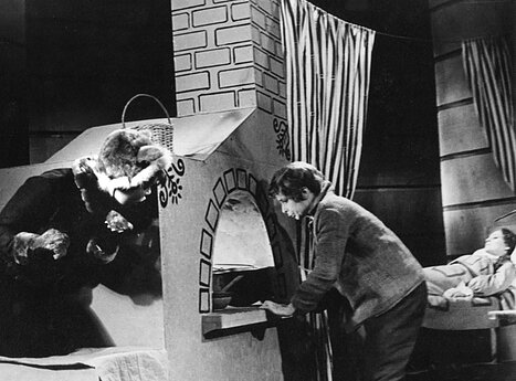 Prie židinio stovi Nijolė Strazdūnaitė. 1965 m. 