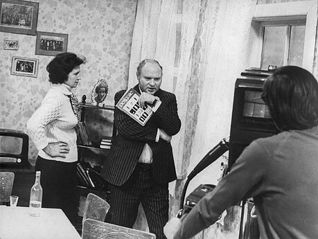 Janina Berūkštytė-Trinkūnienė ir režisierius Bronius Talačka. 1976 m. 