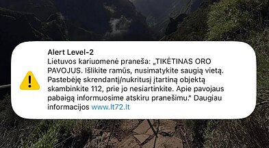 Gyventojams išsiųsti pranešimai apie galimą droną