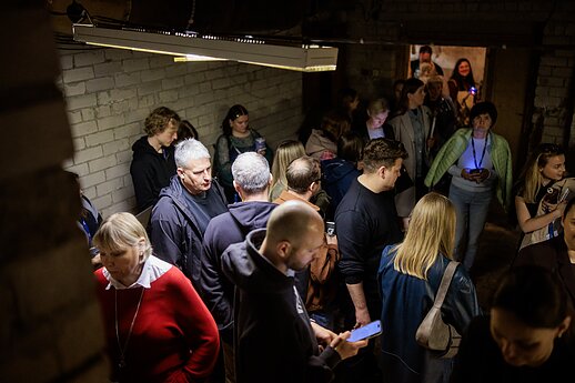 People gathering in shelter following the red alert