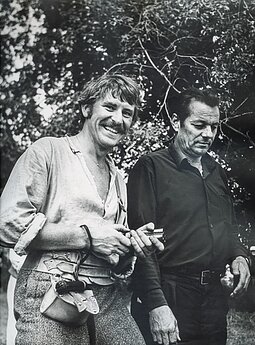 Vytautas Tomkus – Tadas Blinda (kairėje) ir režisierius Balys Bratkauskas. 1972 m.   