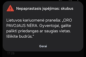 Pranešimas apie pasibaigusį oro pavojų